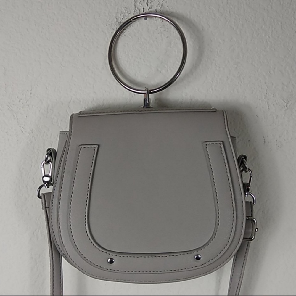 Miniso Gray Shoulder Cross Body Ring Handle Bag - Picture 10 of 13